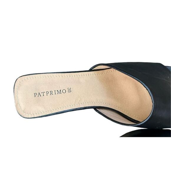 Patprimo Heeled Slip On Sandals Black Sz. 38 (7.5) Quiet Elegance Chunky - Picture 4 of 7